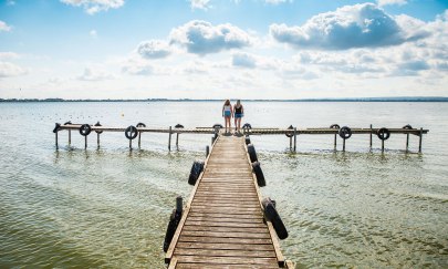 Zwei Menschen am Ufer des Dümmers.